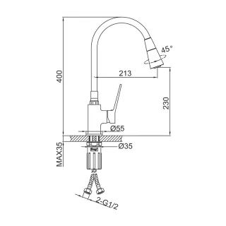 Смеситель для кухни Frap F4462-9 ружейная сталь